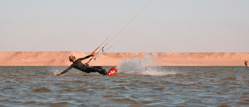 Abdou kitesurfing in the Dakhla lagoon